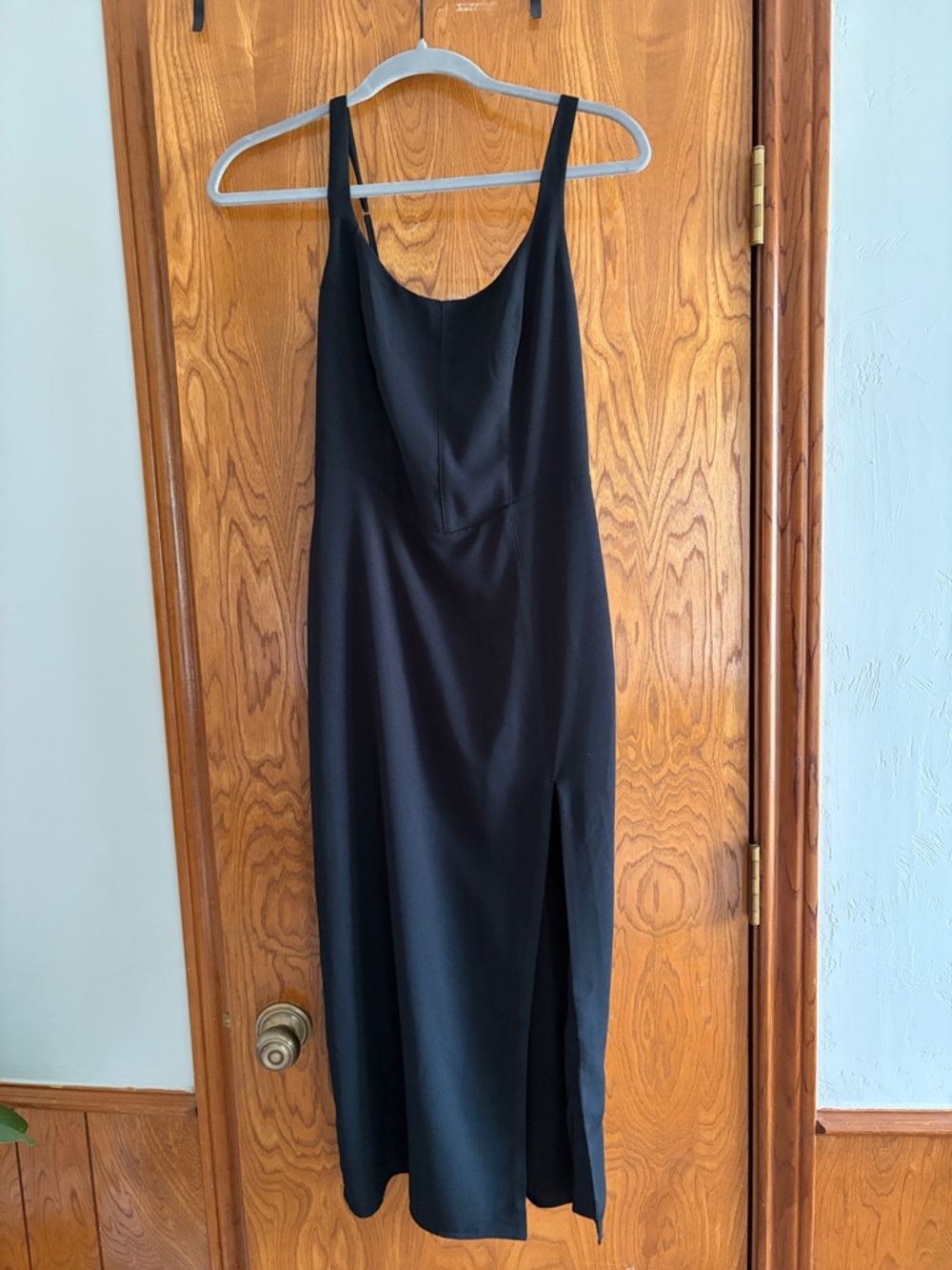 Abercrombie & Fitch Black Midi Slip Dress with Side Slit
